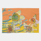 ダッフォディルフラワーフローラ春水彩オレンジ キッチンタオル (横)