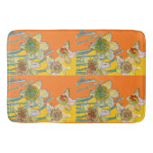 ダッフォディルフラワーフローラ水彩オレンジ バスマット (正面)