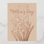 ダッフォディルフローラハッピーマザーズデイ金ゴールド 箔シーズンポストカード (正面)