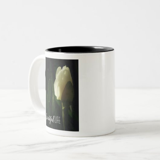 ダッフォディル写真美しい生活引用文 ツートーンマグカップ (正面左)