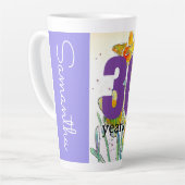 ダッフォディル花水彩誕生日30年 カフェラテマグ (左アングル)