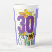 ダッフォディル花水彩誕生日30年 カフェラテマグ (正面)
