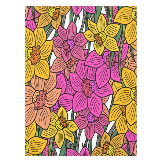 ダッフカラフルドルフラワーズデザイン テーブルクロス (正面)