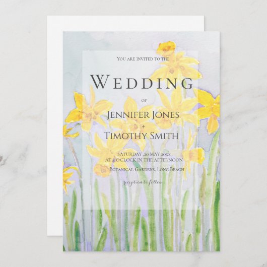 ダッフルズフィールド水彩結婚式招待状 招待状 (正面/裏面)