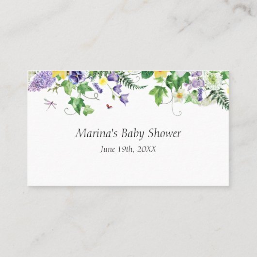 ダッフ素朴ルとワイルドフラワーフラット座席表 プレイスカード (裏面)