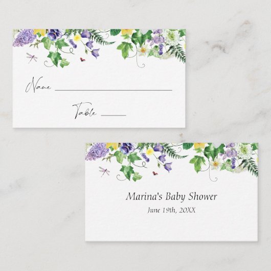 ダッフ素朴ルとワイルドフラワーフラット座席表 プレイスカード (正面/裏面)