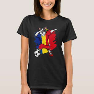 ダッブするフレンチブルドッグルーマニアサッカーファンジャージ Tシャツ