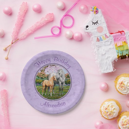 ダップルグレークォーターホースマーレパロミノフォール ペーパープレート (パーティー)