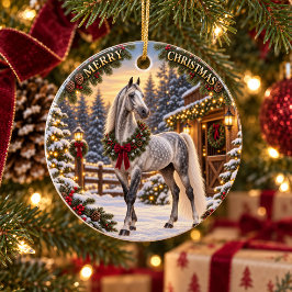 ダップルグレー アメリカンサドルブレッド メリークリスマス セラミックオーナメント