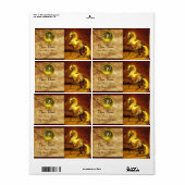 ダップ灰色の馬モノグラム、茶色の金ゴールド黄色 ラベル (フルシート)