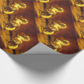 ダップ灰色の馬、金ゴールド黄色、茶色 ラッピングペーパー (角)