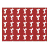 ダッ赤と白シュントデザイン テーブルクロス (正面(横))