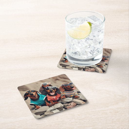 ダッ飲シュント飲み物用コースター スクエアペーパーコースター (インサイチュ)