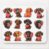 ダッ魅力的シュントと赤いハートの水色 マウスパッド (正面)