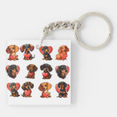 ダッ魅力的シュントと赤いハート水色 キーホルダー (裏面)