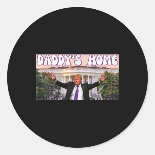 ダディおもしろいのホームトランプ2024トランプGIF付きスタンド ラウンドシール (正面)