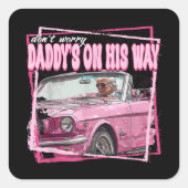 ダディおもしろいズホームトランプピンク2024テイクアメリカバ スクエアシール (正面)