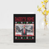 ダディおもしろいズホームトランプ醜いクリスマスセーターXm カード (黄色い花)