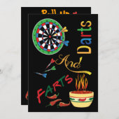 ダディおもしろいーがシャワーを浴びる – Darts and Farts 招待状 (正面/裏面)