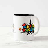 ダディすごいオおもしろいゲーマースーパーヒーローパパTシャツ ツートーンマグカップ (正面右)