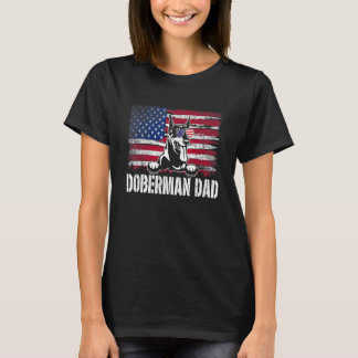 ダディなドーベルマン 父の日 アメリカ国旗 Tシャツ