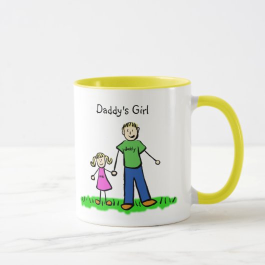 ダディの小さな女の子スケッチブロンドマカスタマイズグ(D) マグカップ (右)