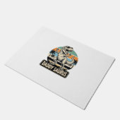ダディサウルス レトロ恐竜夕焼けTシャツデザイン_1 ドアマット (アングル)