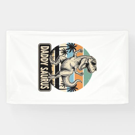 ダディサウルス レトロ恐竜夕焼けTシャツデザイン_1 横断幕 (横)