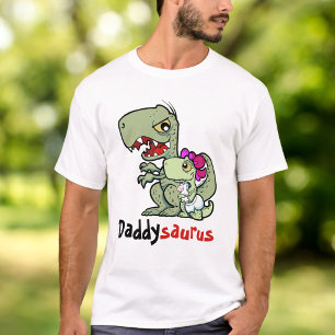 ダディサウルスTレックスベビーガール父の Tシャツ