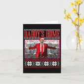 ダディスホームおもしろいトランプ醜いクリスマスセーターXma カード (黄色い花)