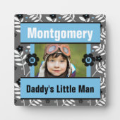 ダディスボーイブルーレトロフローラベビー写真 フォトプラーク (正面)