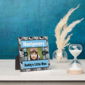 ダディスボーイブルーレトロフローラベビー写真 フォトプラーク (インサイチュ)