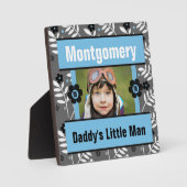 ダディスボーイブルーレトロフローラベビー写真 フォトプラーク (正面)