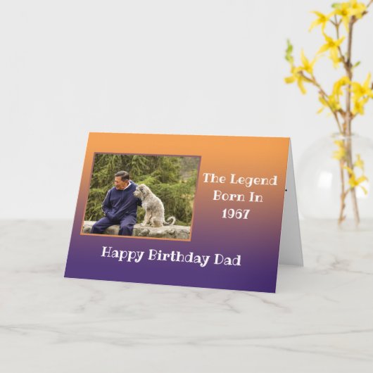 ダディハッピーバースデーアニーイヤー写真テンプレートキッズ カード (黄色い花)