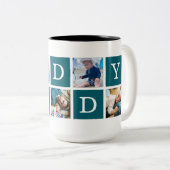 ダディミニマルカラーブロックフォトコラージブルー ツートーンマグカップ (正面右)