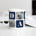 ダディモダンフォトコラージュ コーヒーマグカップ<br><div class="desc">こカスタマイズの父の日モダンに新しい父親にこの可愛いマグカップのデザイン!デザインは、深いネイビーの青い文字ブロックの交互の正方形の写真とserifのレタリングの"daddy"のスペルをモダン特徴とする。提供されたお気に入りのテンプレートを使用して、あなたの正方形の写真の5つ（Instagramに最適！）を追加。</div>