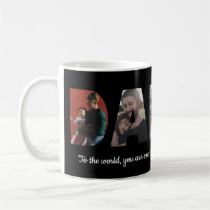 ダディモダンー5フォトコラージュ父の日ブラック コーヒーマグカップ