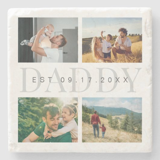 ダディモダン・ファーザーズ・デイ・フォト・コラージュ ストーンコースター (正面)