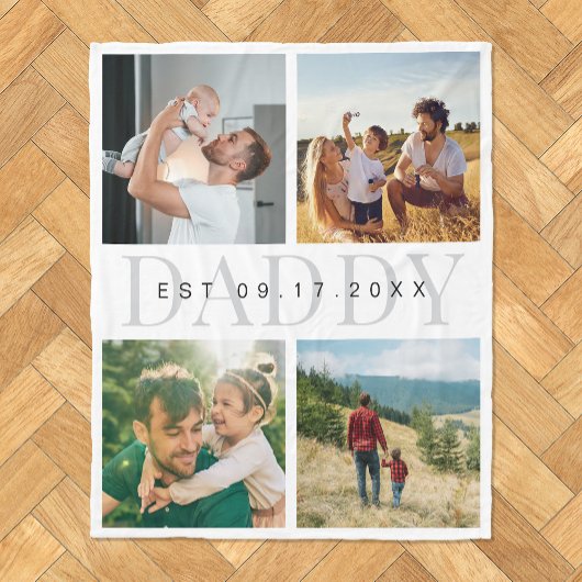 ダディモダン・ファーザーズ・デイ・フォト・コラージュ フリースブランケット