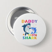 ダディーオブザベビーシャークギフト誕生日ダディッシュ 缶バッジ (正面&裏面)