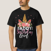 ダディーオブザ誕生日ガールファーザーフローラユニコーン Tシャツ (正面)