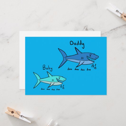 ダディーシャーク&ベビーシャークブルーファーザーズデー カード (正面/裏面インサイチュ)