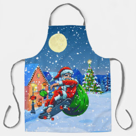ダディースケートボードサンタクロースおもしろい エプロン
