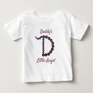 ダディーズリトルエンジェルピンクグリーン文字Dモノグラム ベビーTシャツ