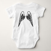 ダディーズリトルパーソナライズされたエンジェル2面プリントB ベビーボディスーツ (裏面)