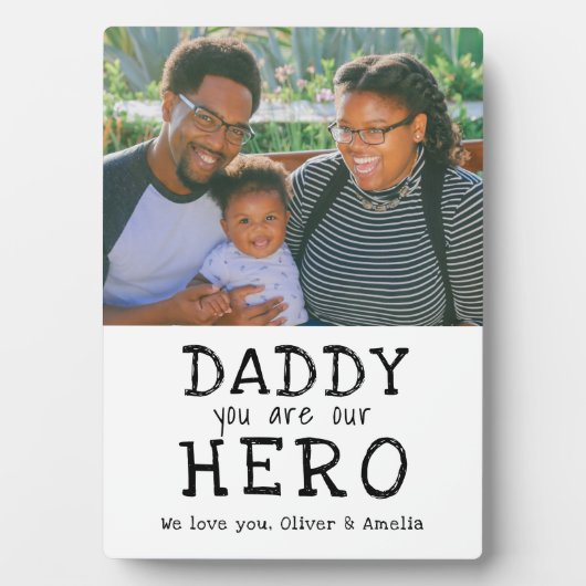 ダディーヒーロータイポグラフィ父の日写真 フォトプラーク (正面)