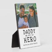 ダディーヒーロータイポグラフィ父の日写真 フォトプラーク (側面)