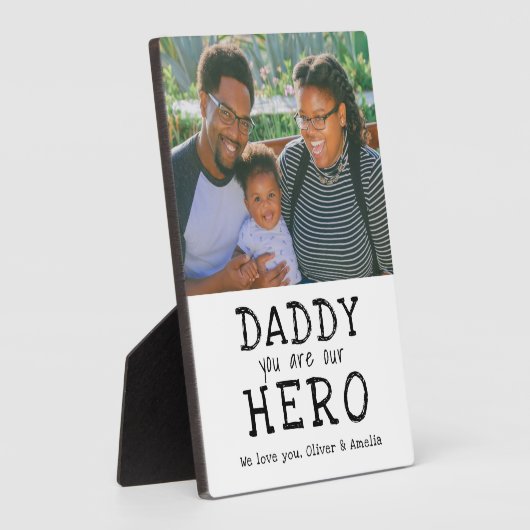 ダディーヒーロータイポグラフィ父の日写真 フォトプラーク (側面)