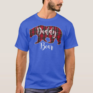 ダディーベアブラックレッドタータンチェックプレイドおもしろいパパ父G Tシャツ