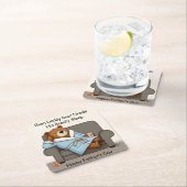 ダディーベア美しいスリープファーザーズデイカード スクエアペーパーコースター (インサイチュ)